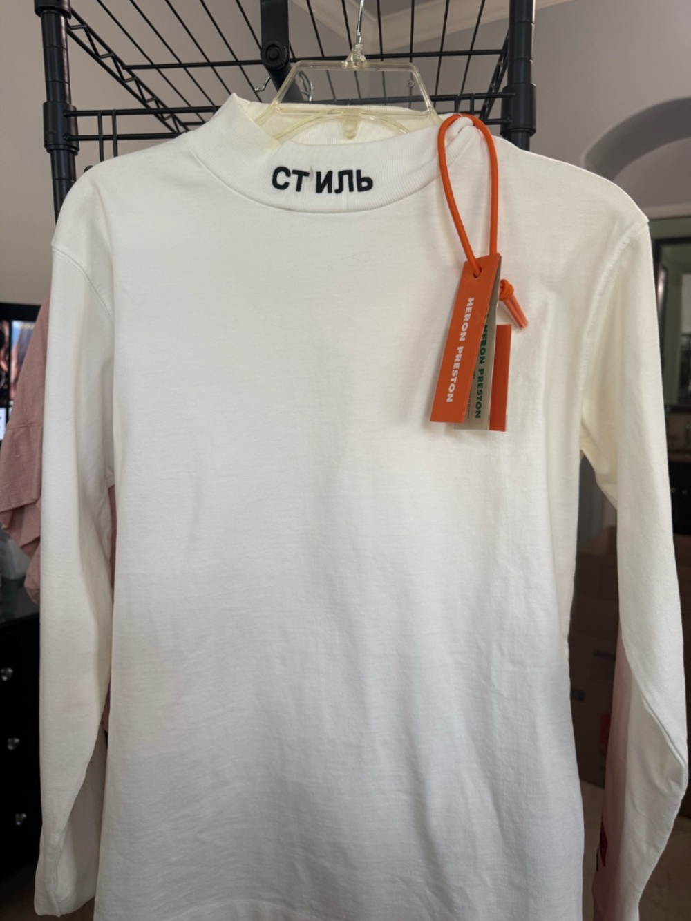 Heron Preston Mock Neck Long Sleeve Tee White Size Small